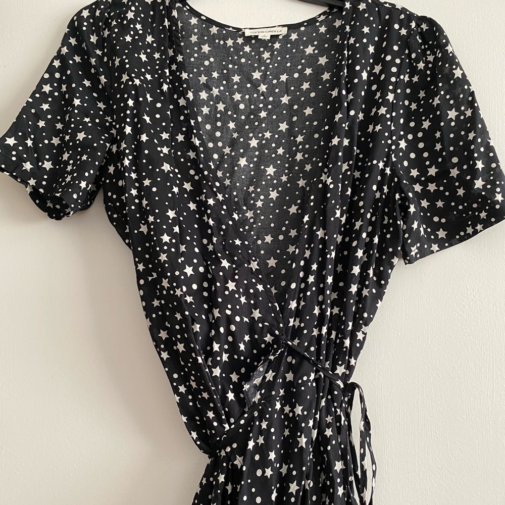Cotton candy Star print wrap dress